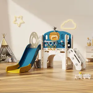 Seeutek 9 in 1 Toddler Slide, Kid Slide for Toddlers with Ring Toss, Basketball Hoop, and Telescope, Indoor Outdoor Slide Toddler Playset Playground,for Boys and Girls Birthday Gift Christmas Gift