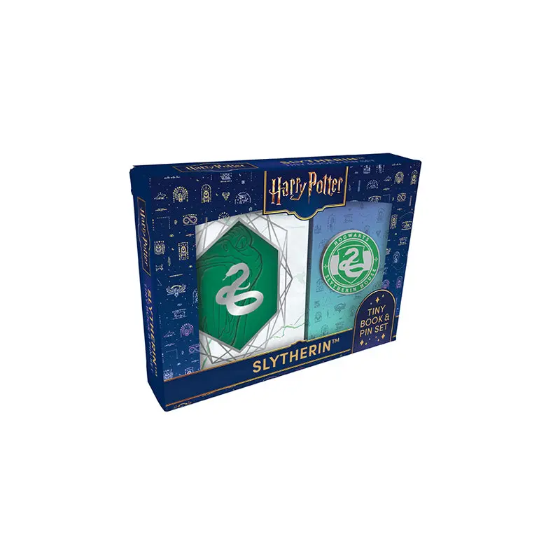 Harry Potter Slytherin Tiny Book and Enamel Pin Set, for House Pride, Chamber of Secrets Themed Children's Literature Collectible