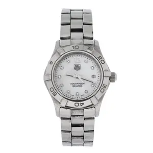 Pre-owned Tag Heuer Aquaracer 300M Quartz Watch Stainless Steel with Diamond Markers and Mother of Pearl 32 by Rebag