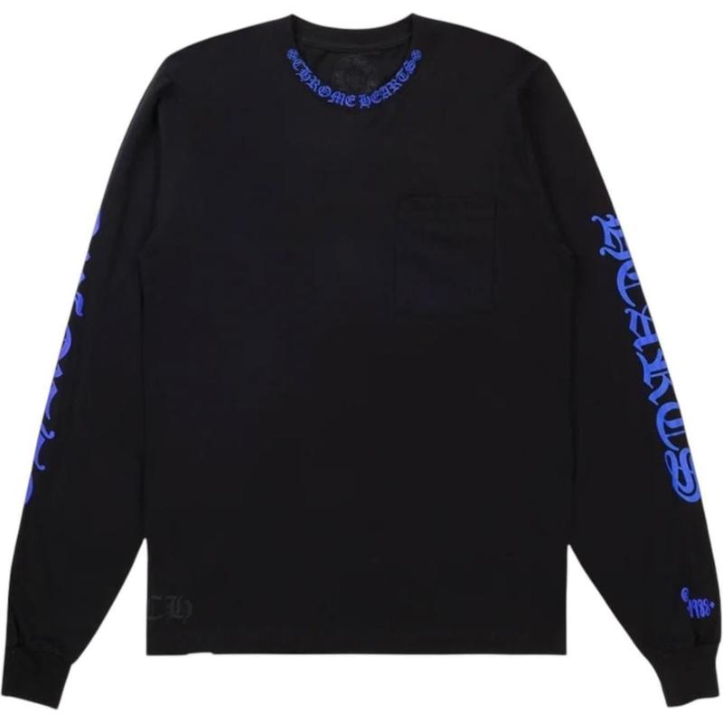 Chrome Hearts 1988 Neck Logo Long Sleeve T-shirt Black/Blue