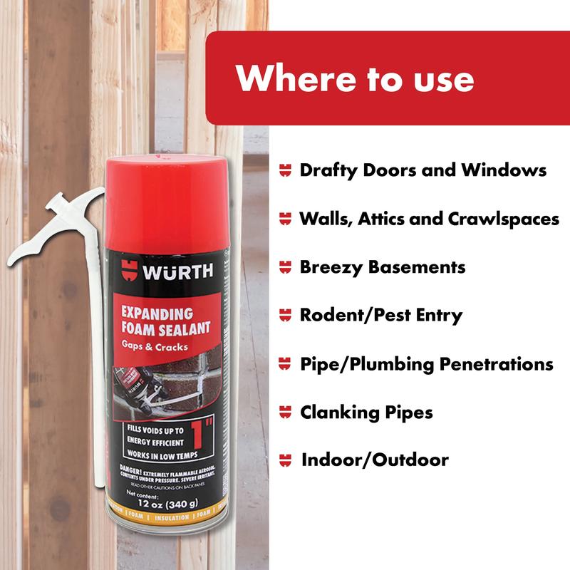 Würth Expanding Foam Sealant - Gaps & Cracks 1" Spray Wurth