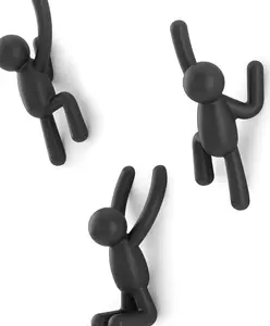 Buddy Wall Hooks – Decorative Wall Mounted Coat Hooks for Hanging Coats, Scarves, Bags, Purses, Backpacks, Towels and More, Set of 3, White/Grey/Mint