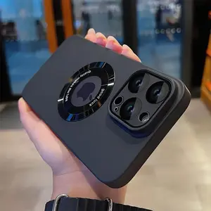 Magnetic Phone Case with Glass Lens Protector, Shockproof Phone Protective Cover, Phone Accessories Compatible with iPhone 16 15 14 13 12, Casing