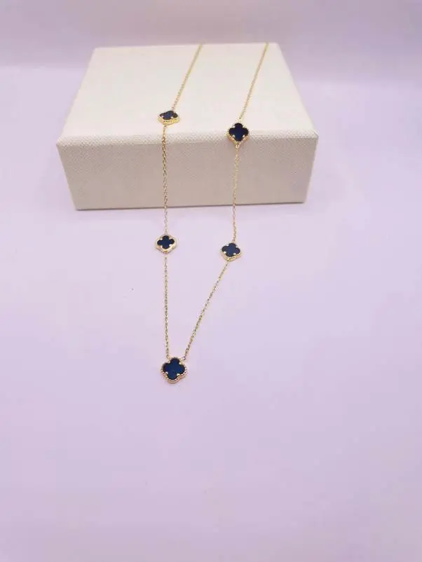 18K Gold Black Clover Necklace
