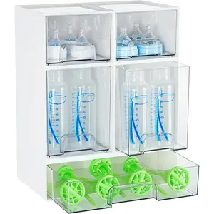 Stackable Drawers Set of 5, Organizer Bins for Baby Bottle, Beauty Supplies, for Kichen Countertop,,, Cabinet, Pantry Organization,White