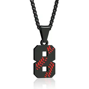 Inspiration Baseball Necklace - Stainless Steel Baseball Chain Number Pendant - Boys & Girls Gift