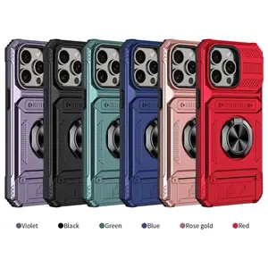 Phone Case with Magnetic Ring Holder for iPhone 13, 14, 15, 16 Pro Max Plus, Durable Shockproof Hard Case