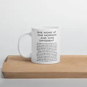 NW Legacy Tees Rewriting HER Story 11oz Lightweight Glossy Ceramic Coffee Mug - BPA-Free, Inscribed Statement Emotional Quote Mug, Reusable Washable Versatile Kitchen Drinkware for Daily Use, Coffee Mugs, Ceramic Mugs