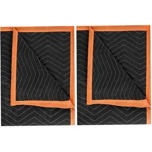Large 80*72in Heavy Duty Moving Blankets 2 Pack Quilted Padded Furniture Pads for Moving Shipping Wrapping (Black)