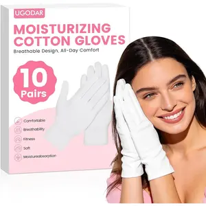 20 Pcs White Cotton Gloves for Dry Hands, Soft Overnight Moisturizing Gloves for Eczema & Dry Skin, Stretchable Lotion Spa Gloves for Men Women for Coin Jewelry Silver Handling