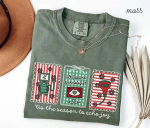 Ultrasound Tech Christmas Comfort Colors Shirt • Sonographer Winter Tees • 'Tis The Season To Echo Joy T-shirt • Sono Tech Group Tee • RDMS Fabric Top
