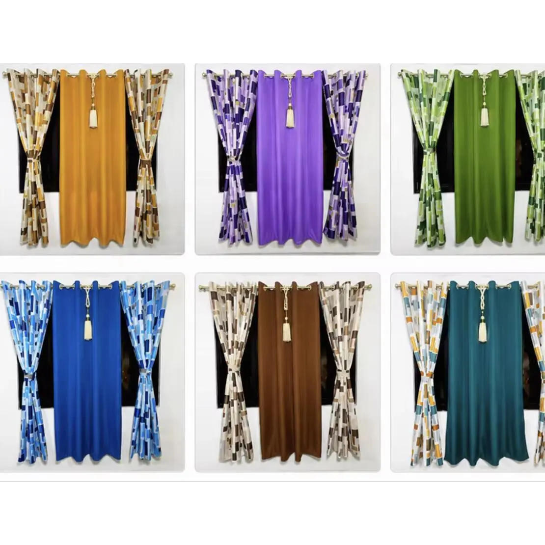 Elegant Multi-Color Curtains with Tassels - Perfect for Home Decor & Privacy - Available in Various Colors & Patterns
