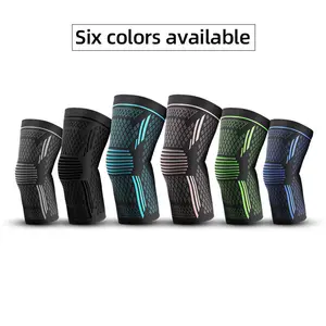 Four-sided elastic knee pads with double corrugated silicone anti-slip nylon knit, breathable outdoor cycling and mountaineering sports protective gear