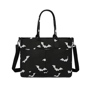 FAURALA Bat canvas tote bag, reusable tote bag, diagonal cross bag, men's and women's adult work bags, with adjustable shoulder straps and splash proof water bag, suitable for work, school, travel, and gift giving