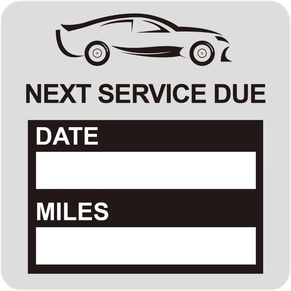2x2 inch 60 PCS Static Cling Labels Easy Remove Oil Change Stickers-Static Cling Windshield Labels (Black)