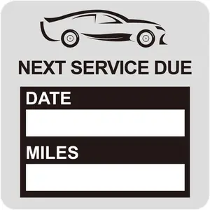 2x2 inch 60 PCS Static Cling Labels Easy Remove Oil Change Stickers-Static Cling Windshield Labels (Black)