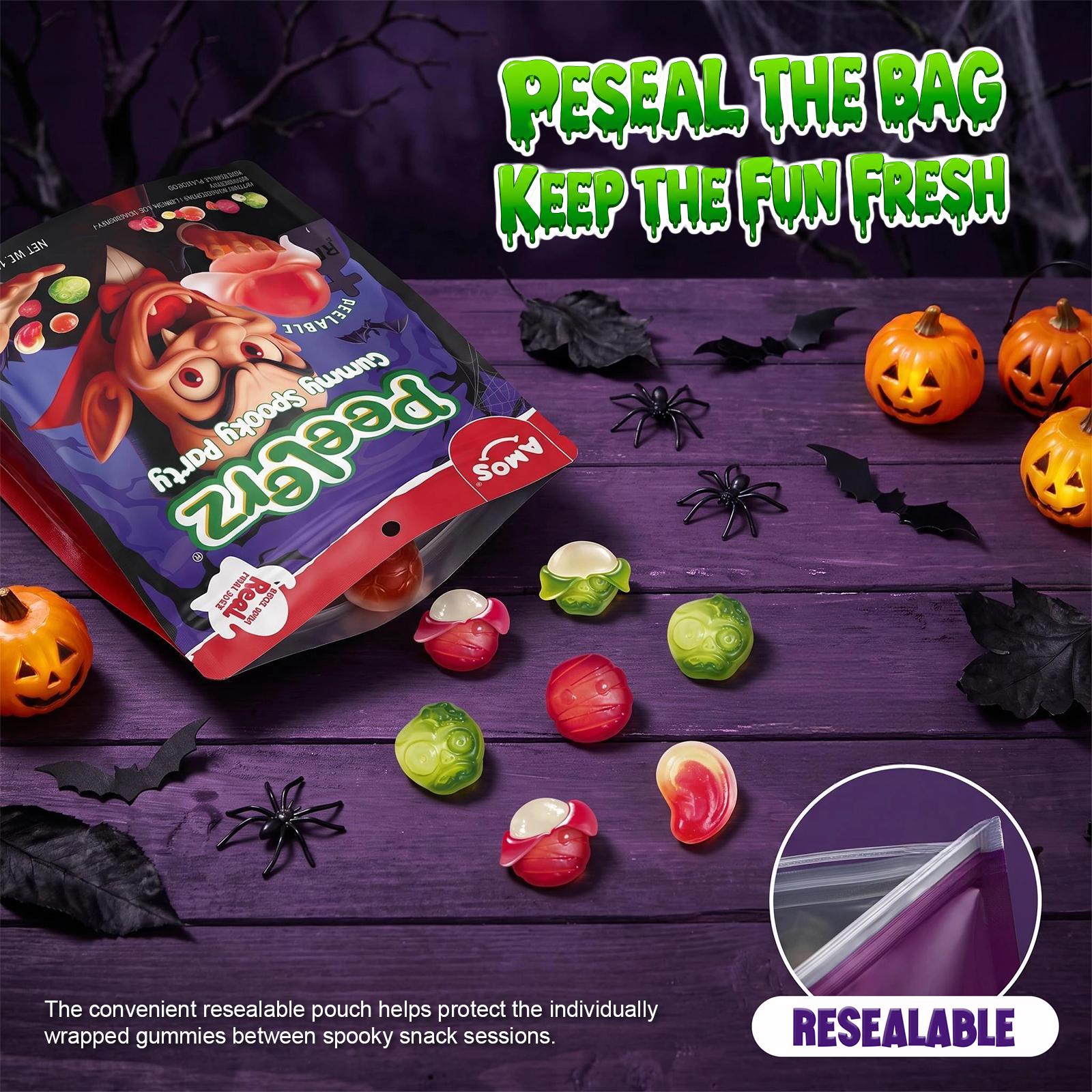 AMOS Peelerz Halloween Gummy Candy Gift Set, 31-Day Advent Calendar & Spooky Party Bag, Peelable Candy, 4 Fruity Flavors, 19.76 oz (560g) AMOS Peelerz Halloween Gummy Candy Gift Set, 31-Day Advent Calendar & Spooky Party Bag, Peelable Candy, 4 Fruity Flavors, 19.76 oz (560g)