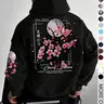 Men's Floral Print Drop Shoulder Thermal Lined Hoodie, Floral Hoodies, Fashion Casual Regular Fit Drawstring Pocket Hooded Sweatshirt, Casual Streetwear Sweatshirt for Daily Holiday Outdoor Wear, Men Clothes for Fall & Winter