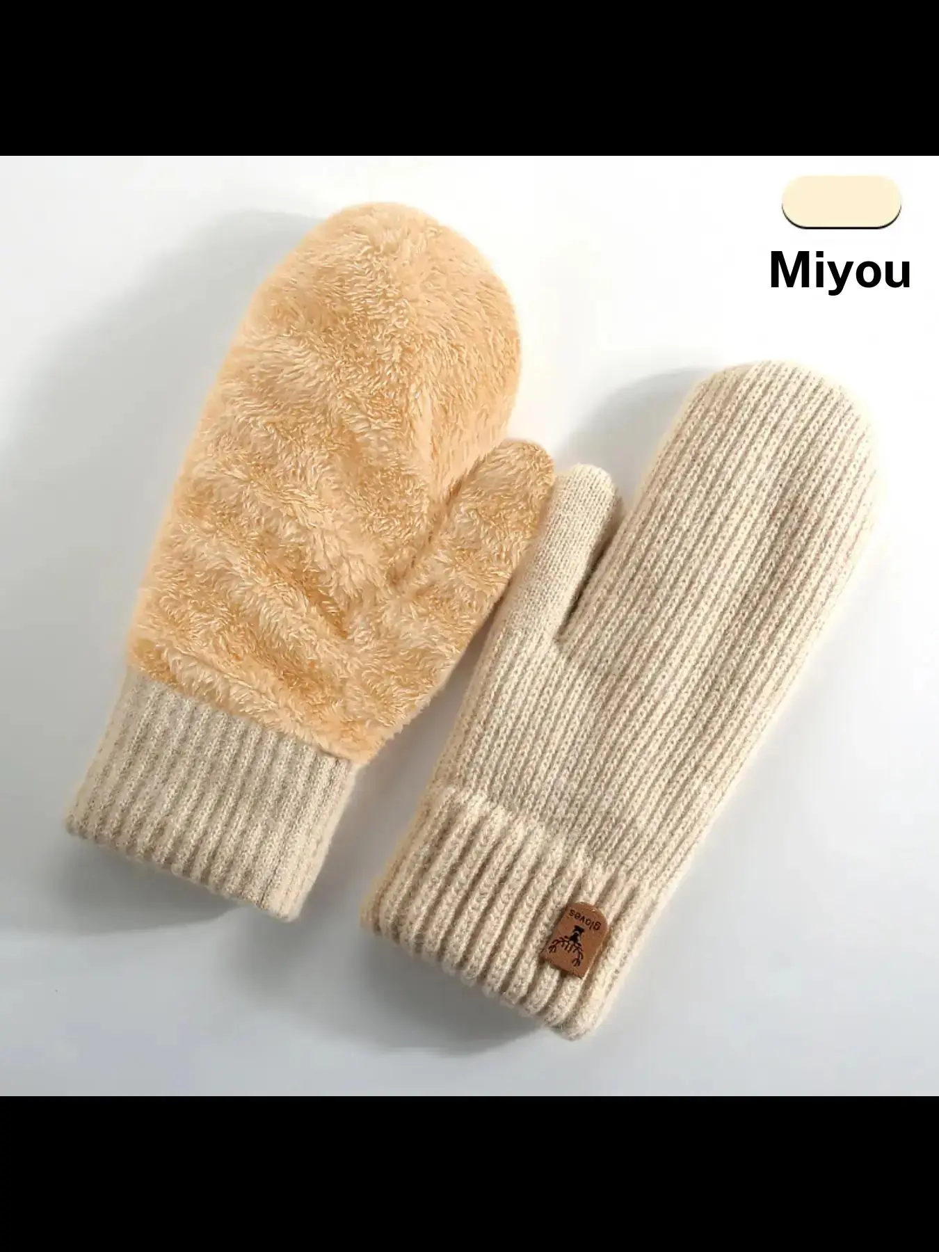 New knitted gloves winter plus velvet thickened double-layer warm gloves cycling bag finger gloves