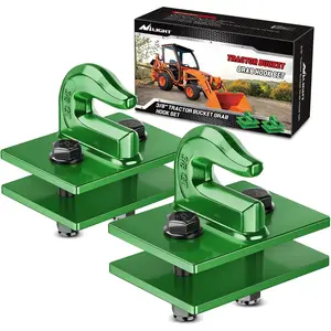 Nilight 2PCS Tractor Bucket Grab Hook 3/8'' Heavy Duty Drop Forged Steel Bolt On Grab Hook Zinc-Coated Cast Tow Hook Max 15000 LBS Dark Green