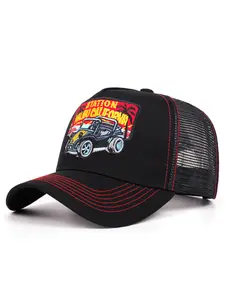 2026 New Personalized Creative Baseball Hat Coconut Tree Retro Convertible Car Embroidery Truck Hat Outdoor Sports Sunshade Skateboard Hat Daily Leisure Commuter Decorative Hat Men's and Women's Same Style Mesh Hat