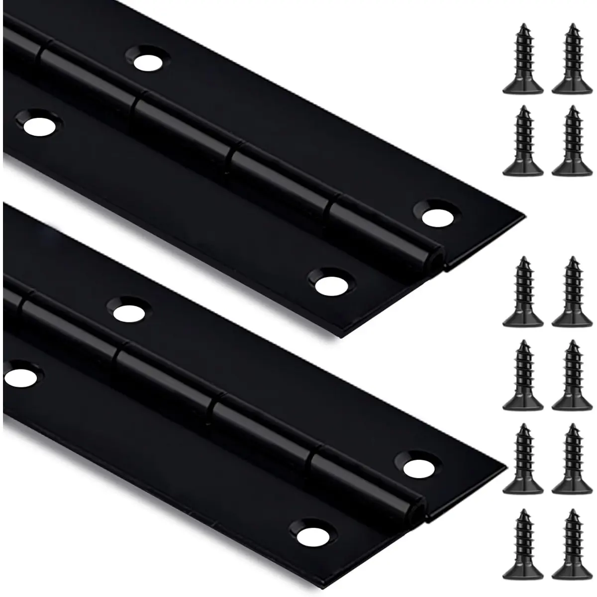 Black Piano Hinge 18 In x 2 In Heavy Duty Stainless Steel Continuous Hinge for Cabinet, Door, DIY Wood Boxes, 0.06" Leaf Thickness