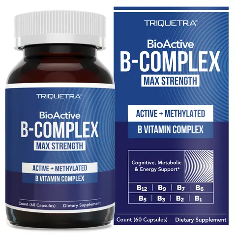 BioActive Vitamin B Complex | Methylated B-Vitamin Formula with Methylfolate, 3 Forms of B12, BenfoPure B1, and Pantesin B5 – 60 Servings