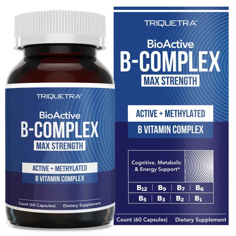 BioActive Vitamin B Complex | Methylated B-Vitamin Formula with Methylfolate, 3 Forms of B12, BenfoPure B1, and Pantesin B5 – 60 Servings