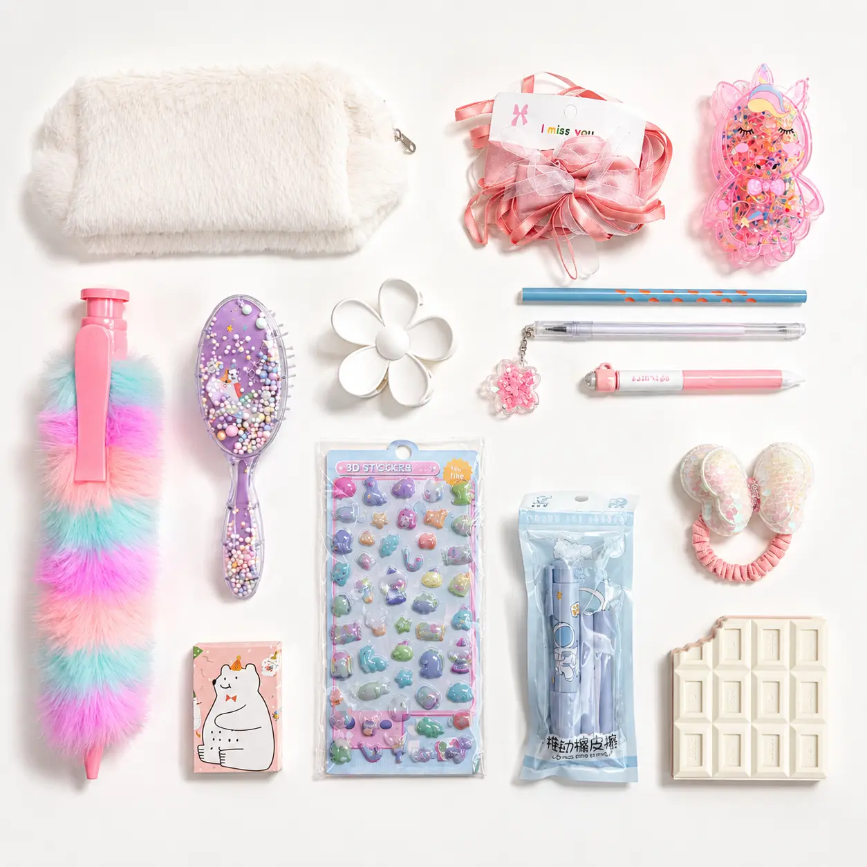 Sugar Cloud Set — Hair Accessories Bundle: Brush, Clips, Scrunchies & Bag