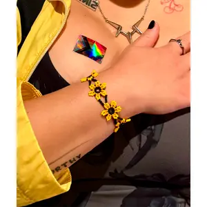Sunflower Glass Bead Bracelet or Anklet