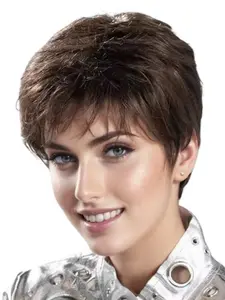 Women's Short Curly Wig Straight Hair Natural Texture Fluffy, Middle Aged Ladies Synthetic Hairpiece, Casual Daily Use, Curly Bob Wigs