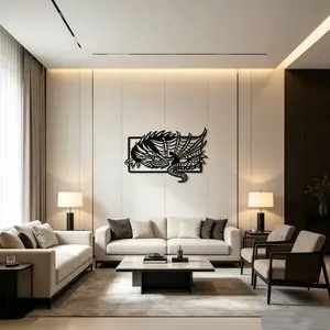 Dragon and Maiden Iron Wall Decor, Hollow Metal Cut Art, Gothic Style Home Decoration, Unique Dragon Pattern, Ideal Moving Gift