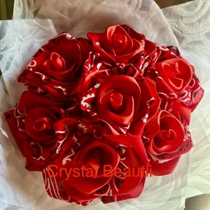 7 Bandana Rose Bouquet, Bandana Roses Handmade Crafted Roses - Unique Decorative Accessory for Gifts and Personalization