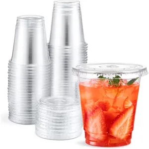 8 oz Plastic Cups with Lids 100 Sets, Disposable Clear Cups with Lids, Cold Drink Containers for Beverage, Parfait, Smoothie
