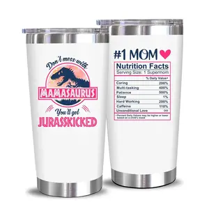 Don't Mess With Mamasaurus Tumbler, Mom Nutrition Facts Mug, Birthday Gifts For Mom From Daughter, Son, Kids, Husband - Wife Gifts - Unique Present Ideas For Mom, Mother In Law, Wife, New Mom - 20 Oz Tumbler