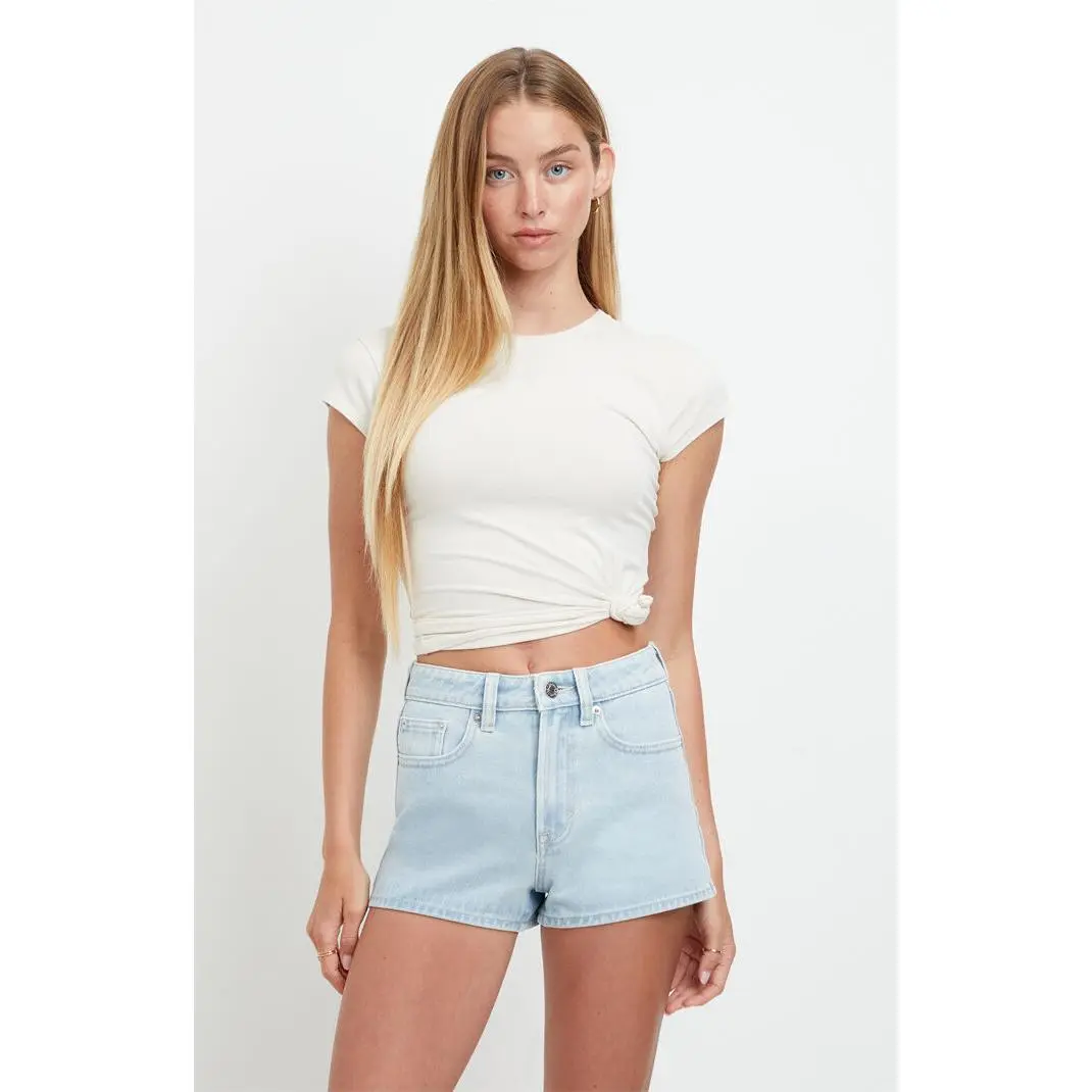 Pacsun Women's Ivy High Waisted Festival Jean Shorts Zip Fly Light Blue Pacsun Women's Ivy High Waisted Festival Jean Shorts Zip Fly Light Blue
