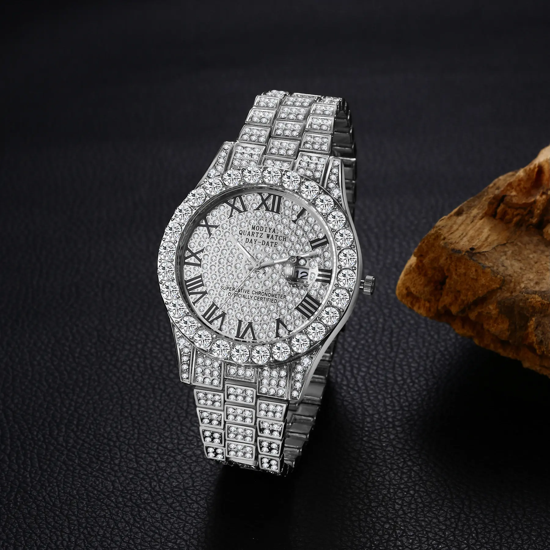 Ultra trendy dainty / fem vintage designer watch. Diamond encrusted !. Vintage Gold Diamond Watch Dainty - Etsy main image 3