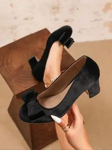 Women's Fashion Elegant Mary Jane Shoes, Slip-On Comfortable Round Toe Chunky Heel High Heels, Perfect for Office Work & Parties, Elegant Heeled Shoes