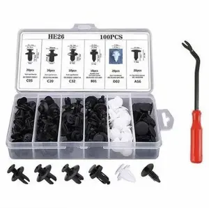 HE26 100pcs Universal Expansion Screw Clips Set for Automobiles Mudguard Leaf Plates Door Panel Clips C05 C20 C32 B01 D02 A16 Car Accessories
