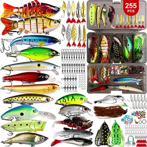 255/205/166/75pcs Fishing Lures, Tackle Box, Gifts for Men, Bass & Trout Accessories, Saltwater & Freshwater Gear, Topwater Lures, Hooks, Spinnerbaits