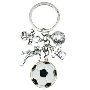 Antique Silver Football Player Keychain – No. 9 Jersey – World Cup Football Accessory