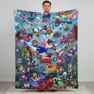 Brawl Stars Ultimate Character Circle Flannel Blanket - Soft High-Quality Fabric for Cozy Gaming Nights & Movie Marathons  comfort blankets  fluffy blanket