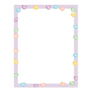 Valentine Candy Hearts Letterhead / 50 Sheets / 8.5" x 11" Valentines Day Paper / Conversation Hearts Decorative Stationery