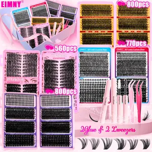 Dense Segmented False Eyelashes Gift Set, Includes 2 Lash Glue & 2 Tweezers, Soft Lightweight, Reusable, Long-Lasting, Perfect for Daily Makeup & Gifts