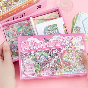 Summer Spring Gift 60 Sheets/Box Miniature Scene Collection Set 3D Sticker Gift Box Stress-Relief Stickers