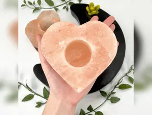 RP Crystal Himalayan Salt Orange Heart Candle Holder