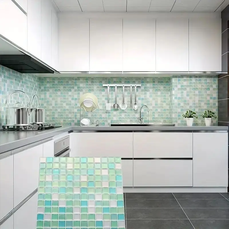 20pcs 3D Crystal Drop Glue Wall Stickers, Self-AdhesiveMosaic Wallpaper, Waterproof & Heat Resistant, ldeal forKitchen,Bathroom, Room Decor,Home Decor-Green