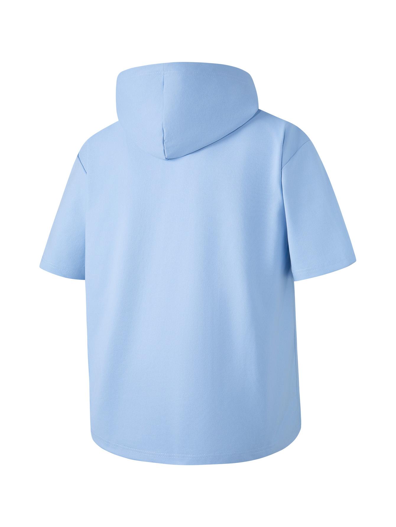 Men’s short-sleeve hoodie, quick-dry ice cool breathable hooded T-shirt, loose-fit casual athletic top for gym workouts and everyday wear