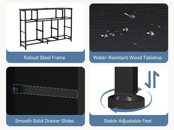 TV Stand with 8 Fabric Drawers & Power Outlet, LED TV Console with USB & Type-C, Storage Dresser for Living Room, Black