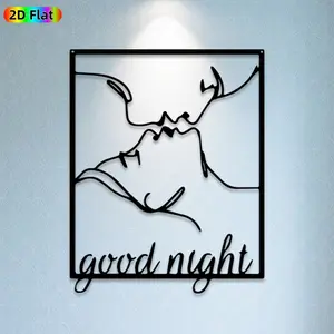1pc Good Night Text Metal Wall Art, Stylish Good Night Statue Mural, Ideal Gift for Christmas, New Year, Home Decor Enthusiasts, Rust-Resistant Metal Wall Decor Wall Sculptures, Perfect for Bedroom Wall & Garden Fence, Charming Indoor Outdoor Decor